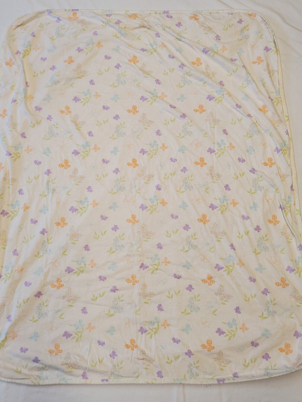Laura Ashley Baby Blanket Butterfly Floral Print Cotton Flannel Cream